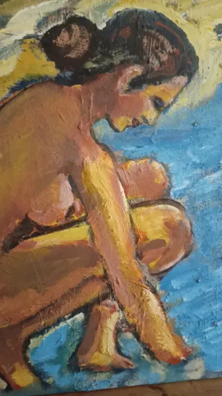 Antiguo cuadro bañista