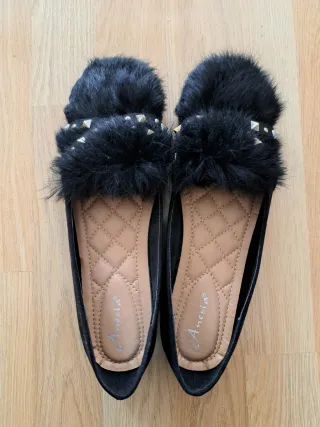 Zapatos planos Amesía negros con adornos