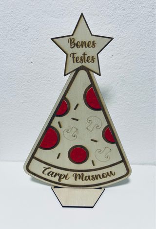 Árbol de Navidad Pizza Personalizado Madera