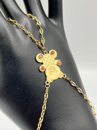 PULSERA MANITA OSO PIEDRA NARANJA. Oro 18k.