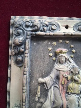 Placa cerámica Virgen del Carmen antigua