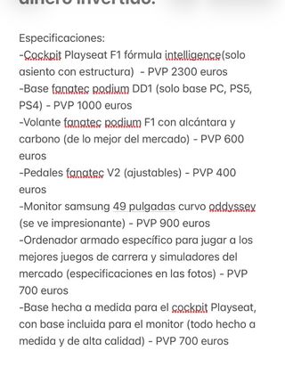 Playseat Cockpit Simulador Conducción fanatec