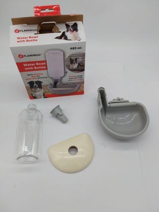 Bottiglia d'acqua Flamingo Diza - Grigio - 480 ml - 14,9x18,5x23 cm - Universale per tutte le gabbie a griglia