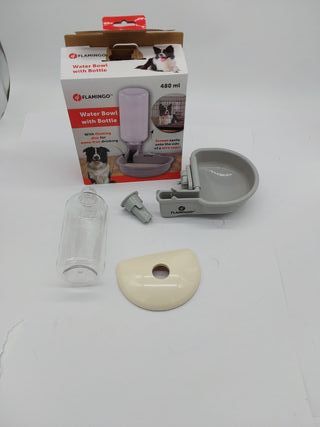 Bottiglia d'acqua Flamingo Diza - Grigio - 480 ml - 14,9x18,5x23 cm - Universale per tutte le gabbie a griglia