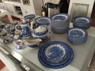 Vajilla Churchill Azul y Blanca Porcelana