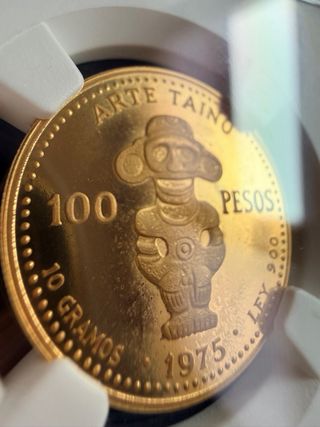 Moneda Oro 100 Pesos Dom.Rep. NGC MS 68