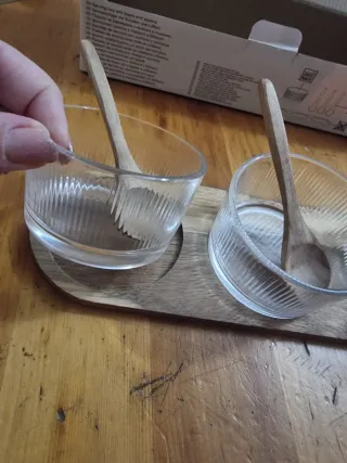 Set 3 ciotoline vetro con cucchiaini