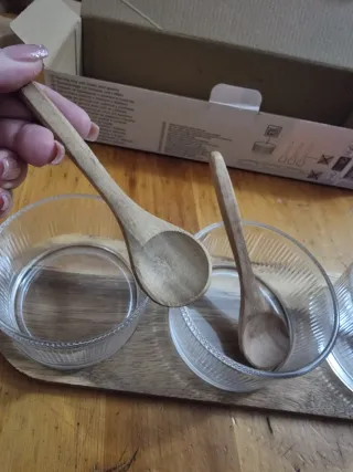 Set 3 ciotoline vetro con cucchiaini