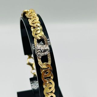 PULSERA TIPO CARTIER MEDUSA GRECA BICOLOR, Hueca.