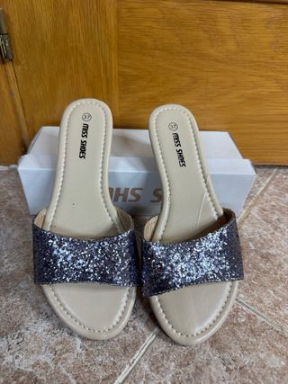 Sandalias Lentejuelas plata azulado/morado