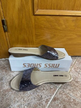 Sandalias Lentejuelas plata azulado/morado