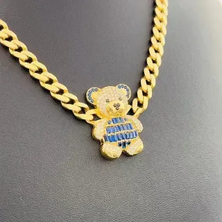 GARGANTILLA BARBADA OSO AZUL. Oro18k.