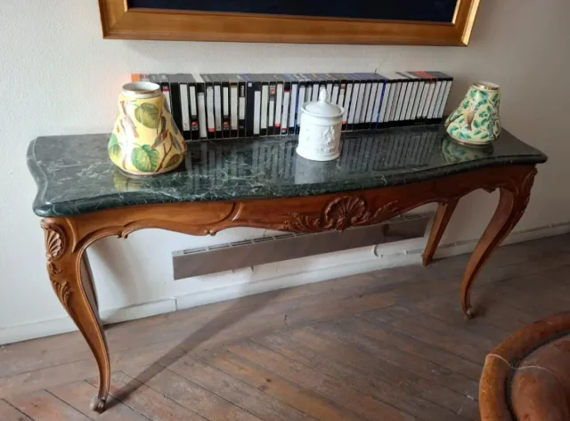 Consola Antigua Madera y Mármol