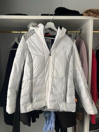 Chaqueta de esquí mujer blanca y gris