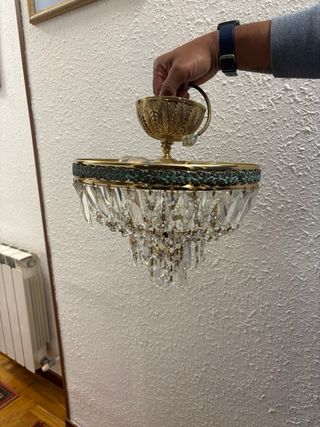 2 Lámparas  de cristal dorada colgante