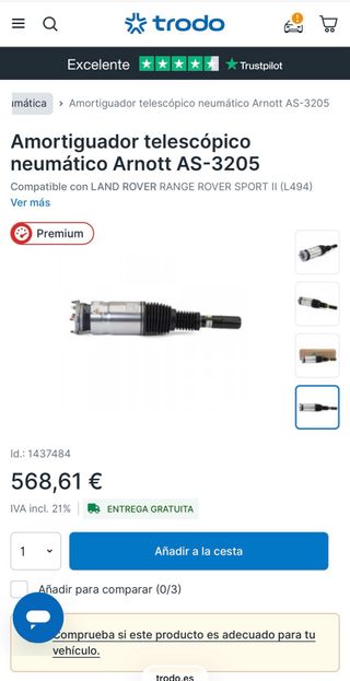 Amortiguador Neumático Arnott AS-3205 Land Rover