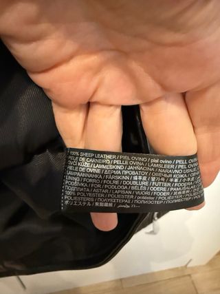 Cazadora Piel Negra Mango Talla S