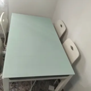 Mesa cristal y 6 sillas comedor