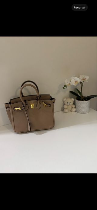 Borsa Hermes in pelle di mucca beige dorato