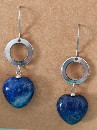 Lote Pendientes Corazón Filigrana Piedra Natural