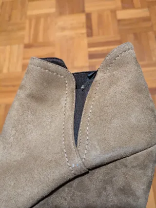 Botines cuña beige/marrón