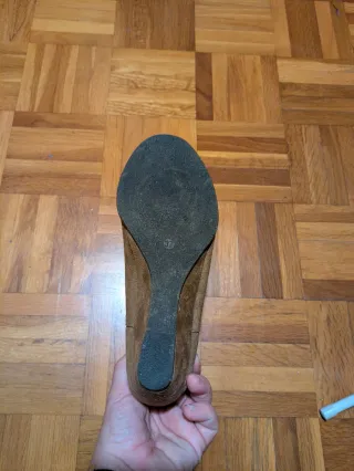 Botines cuña beige/marrón