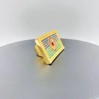 SELLO BANDERA GITANA CON CIRCONITAS. Oro 18k.