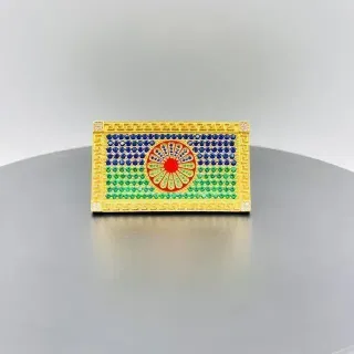 SELLO BANDERA GITANA CON CIRCONITAS. Oro 18k.