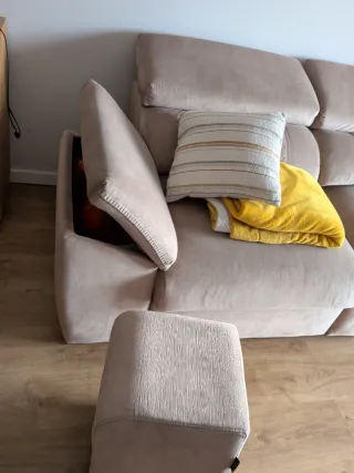 Sofá 3 plazas beige eléctrico modular