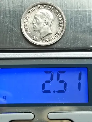 Moneda Alfonso XIII 50 Céntimos 1926 Plata