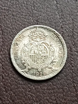 Moneda Alfonso XIII 50 Céntimos 1926 Plata