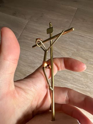 Crucifijo vintage metal y piedra