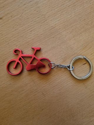 Portachiavi Bicicletta Rosso Piatto Metallo