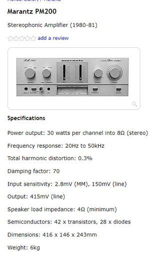 Amplificador Marantz PM 200 Plata