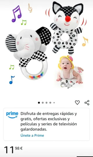 2 Sonajeros Peluche Animales Bebé SOLO ENVIO