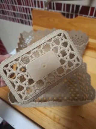4 Cestini Beige Lavorati