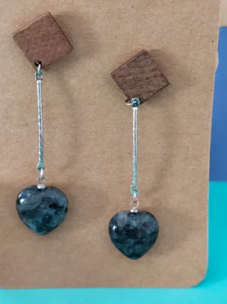 Lote Pendientes Corazón Piedra Natural