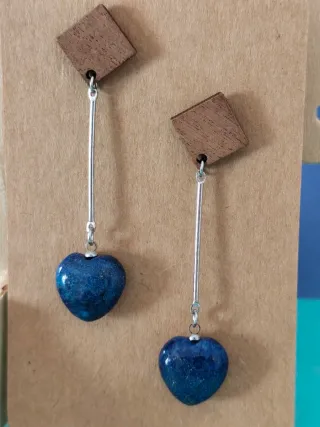 Lote Pendientes Corazón Piedra Natural