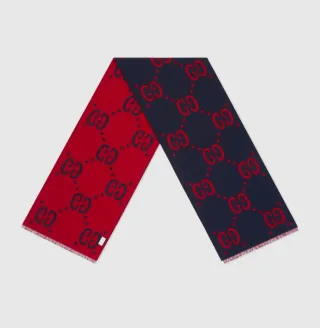 Sciarpa Gucci Lana e seta GG rossa blu