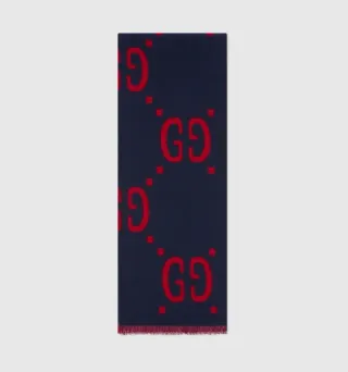 Sciarpa Gucci Lana e seta GG rossa blu