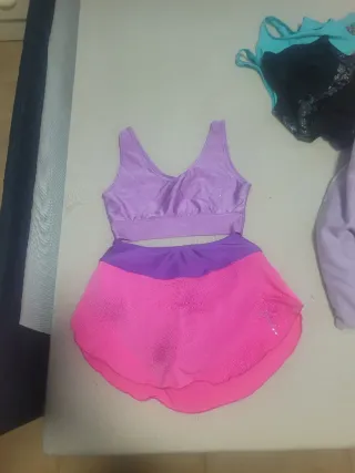 Conjunto patinaje rosa y morado niña
