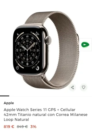 Apple Watch Series 11 Celular 42mm Titanio Natural