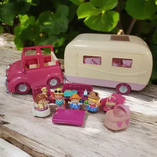 Autocaravana y Coche Juguete Rosa