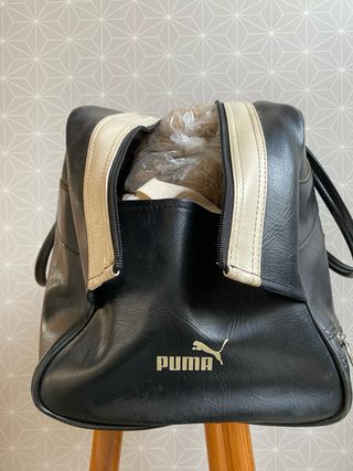 Bolso Puma Piel Negro y Beige Deporte