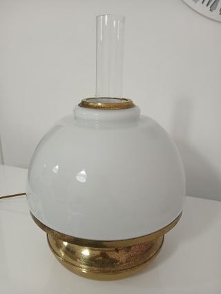Lampada Abatjour Vintage Vetro Opalino Oro