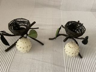 Candelabros Nido Metal Negro y Dorado