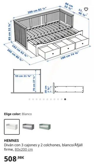 Cama nido blanca Ikea Hemnes