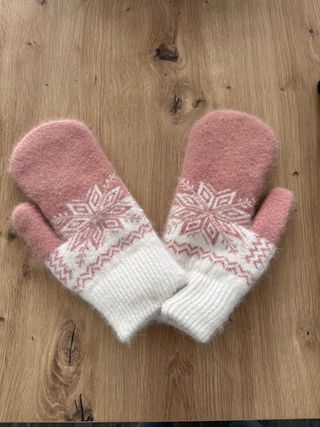 Manoplas de lana con diseño de copo de nieve