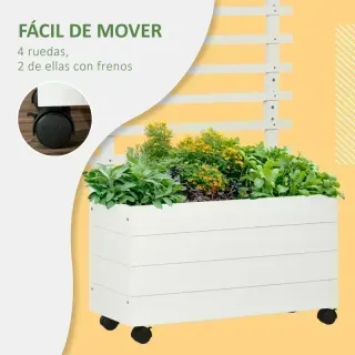 Jardinera con enrejado blanco