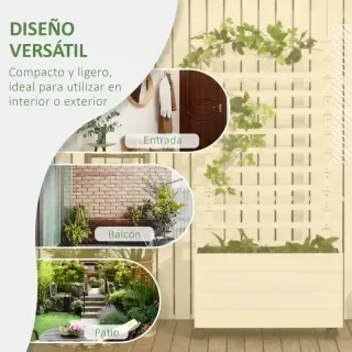 Jardinera con enrejado blanco